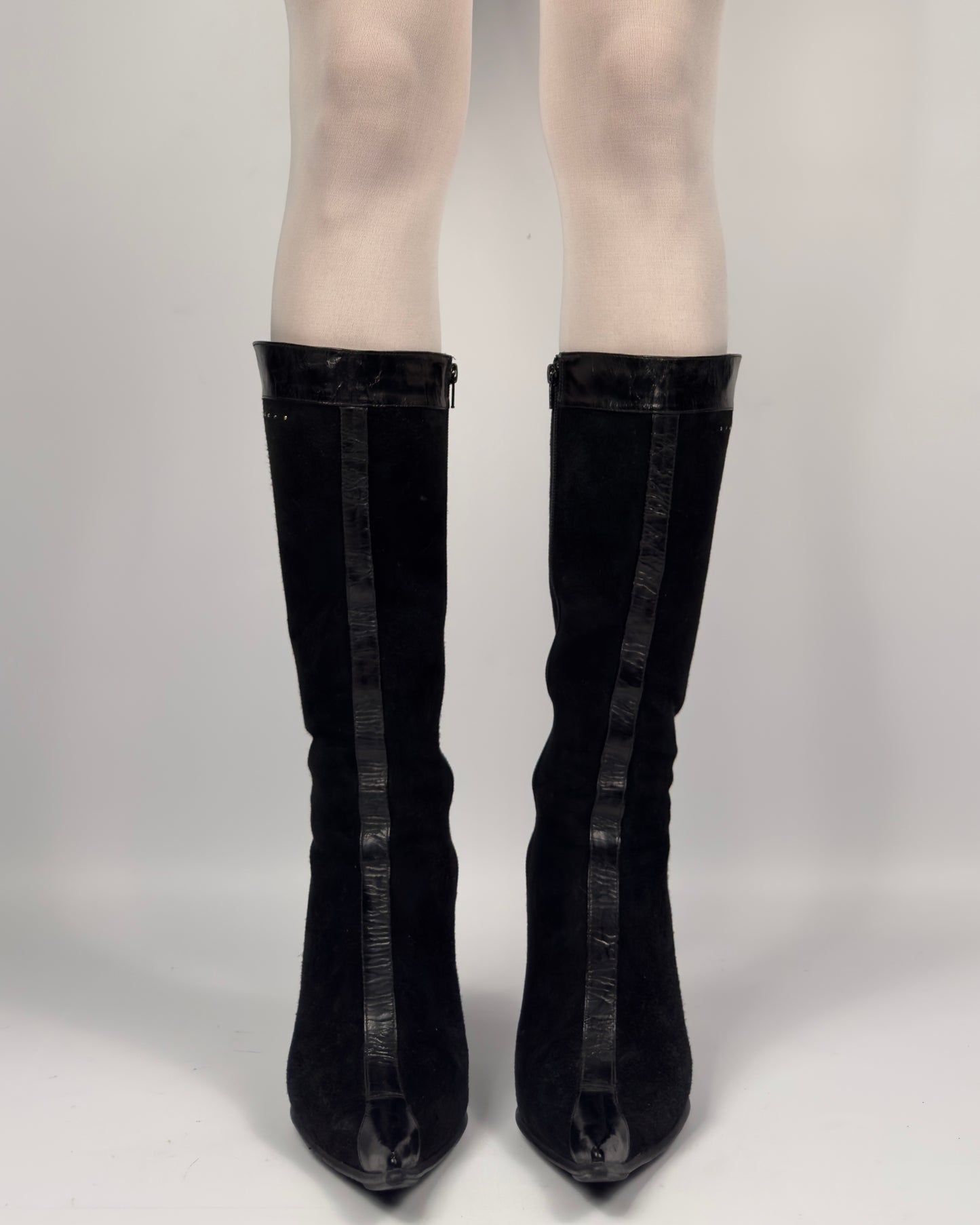 Vintage Italian Suede Stiletto Boots — 40