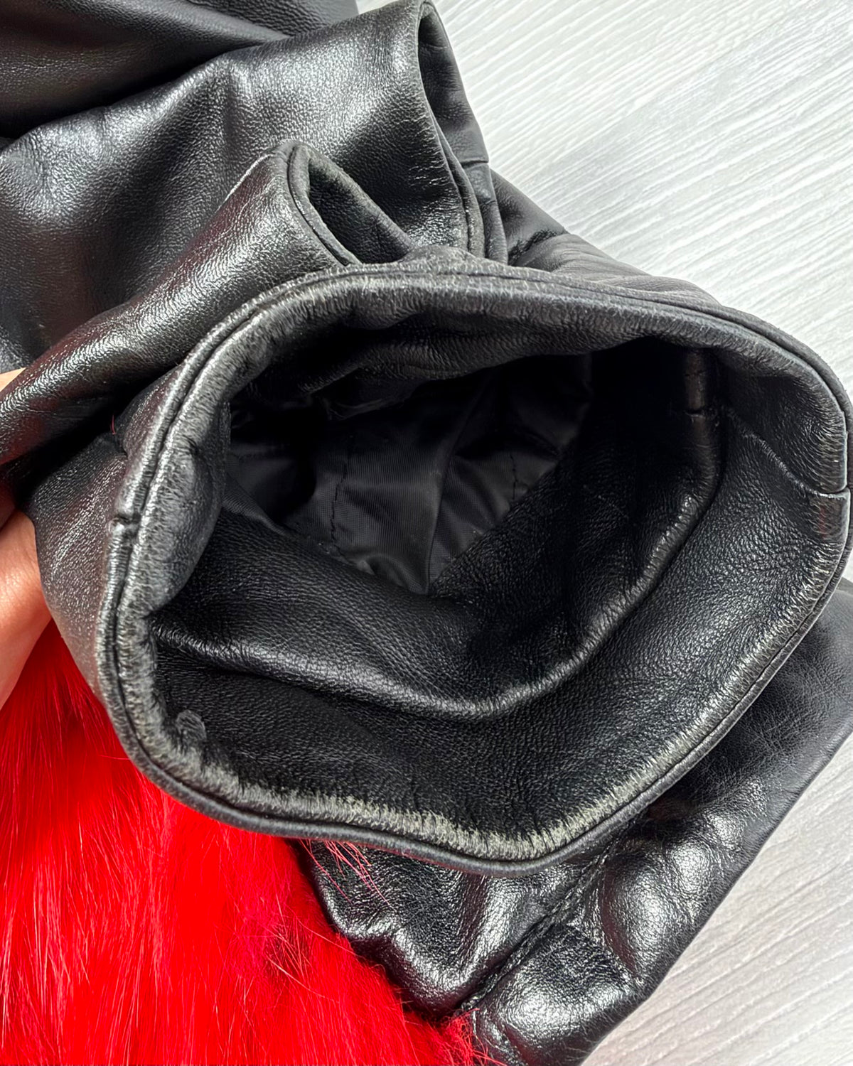 Vintage Fur Leather Jacket — M/L