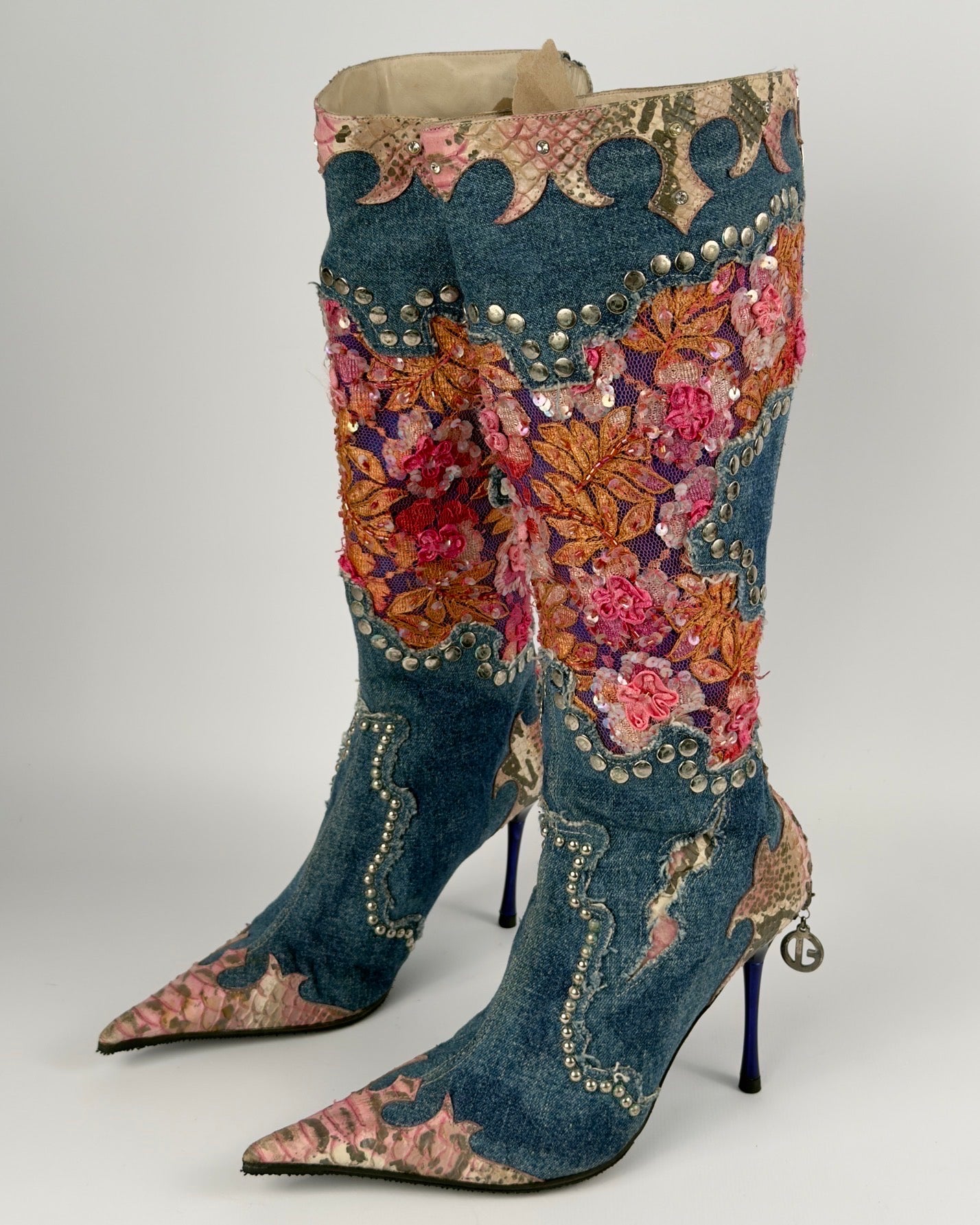 El Dante’s Couture Vintage Denim Boots