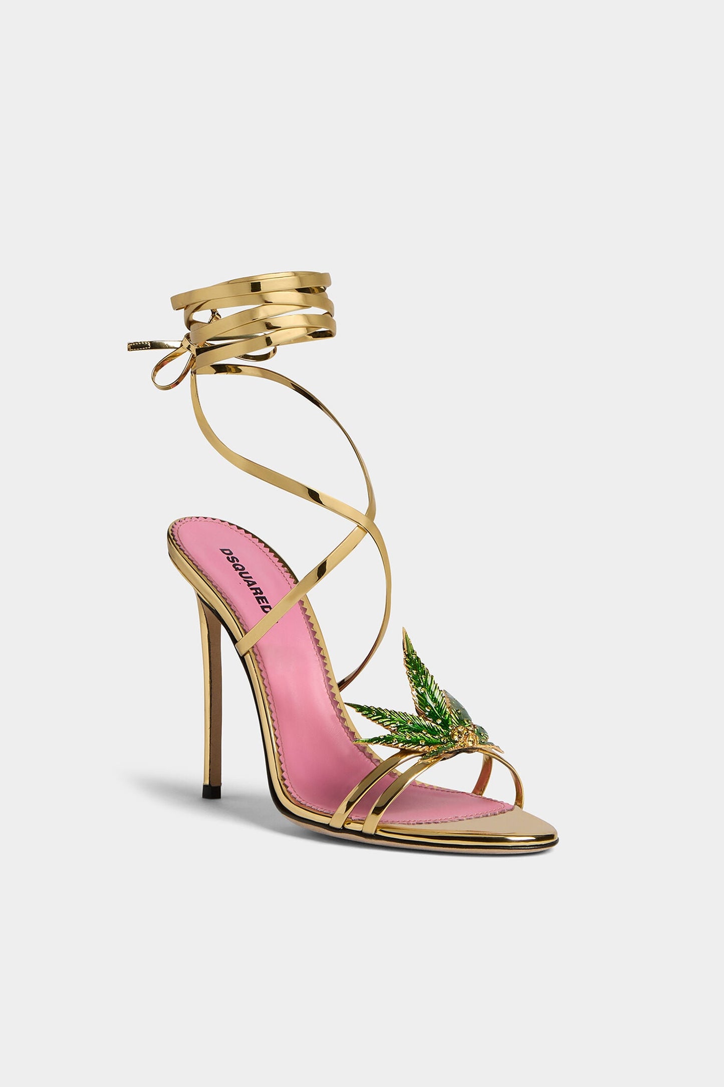 Dsquared2 Marija Leaf Gold Strap Sandals SS05 reissue for SS24 — 40/41