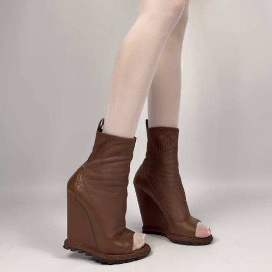 Camilla Skovgaard Peep Toe Leather Boots — 38/38.5