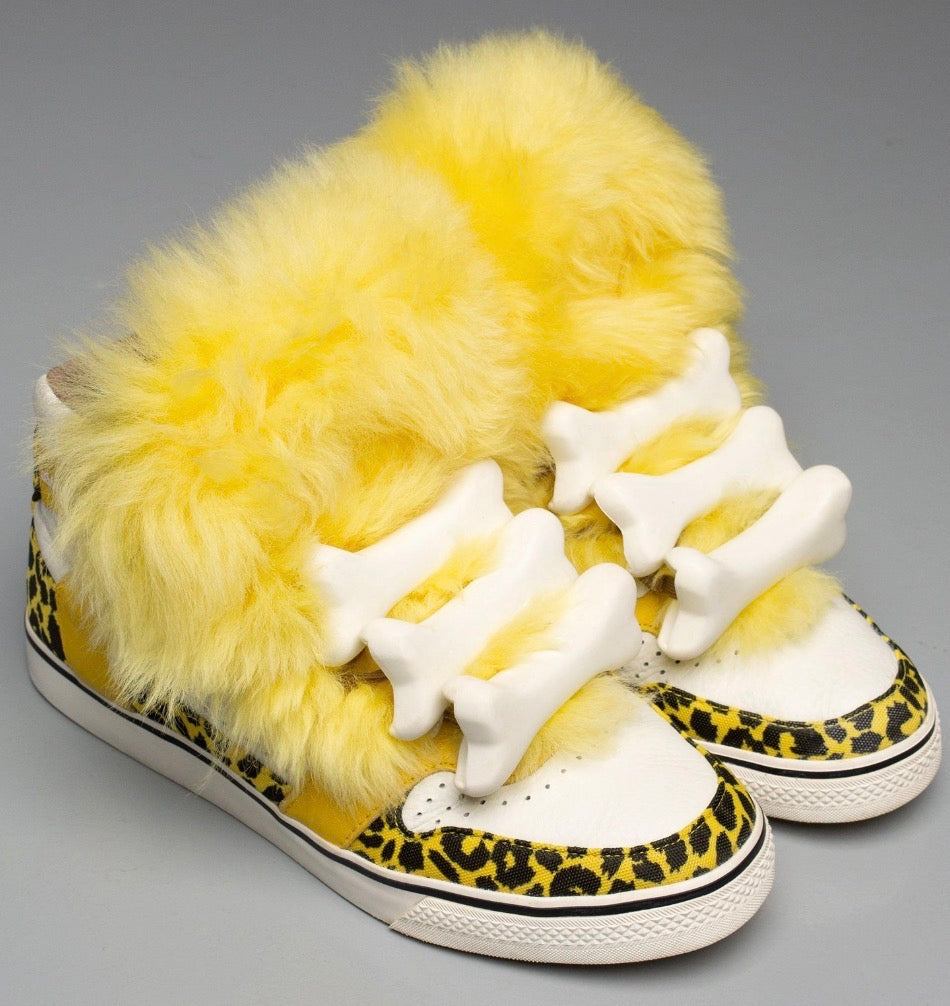 Jeremy Scott x Adidas Caveman Fur Bone Sneakers — 36