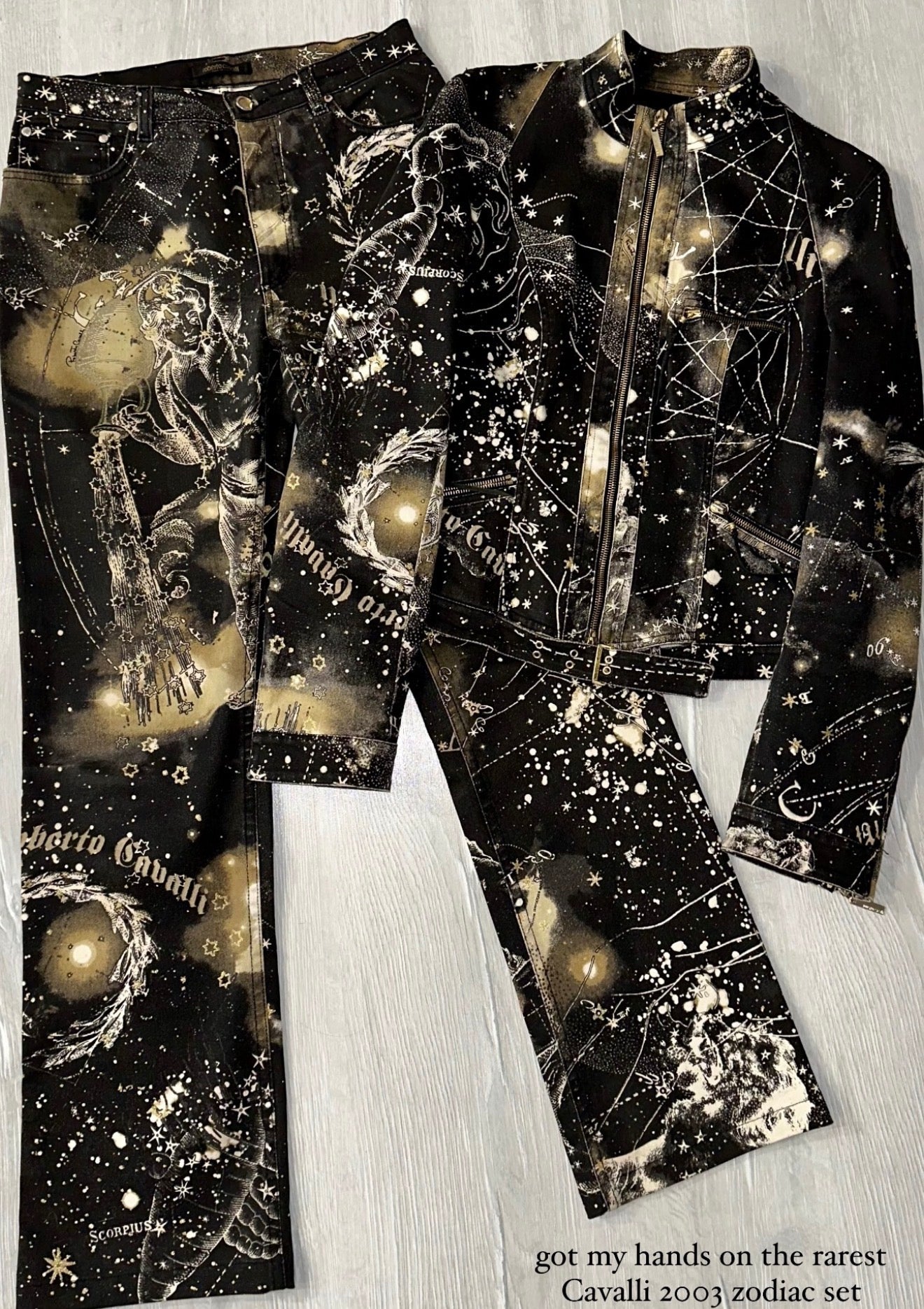 Roberto Cavalli F/W 2003 Constellation Zodiac Denim Set — M