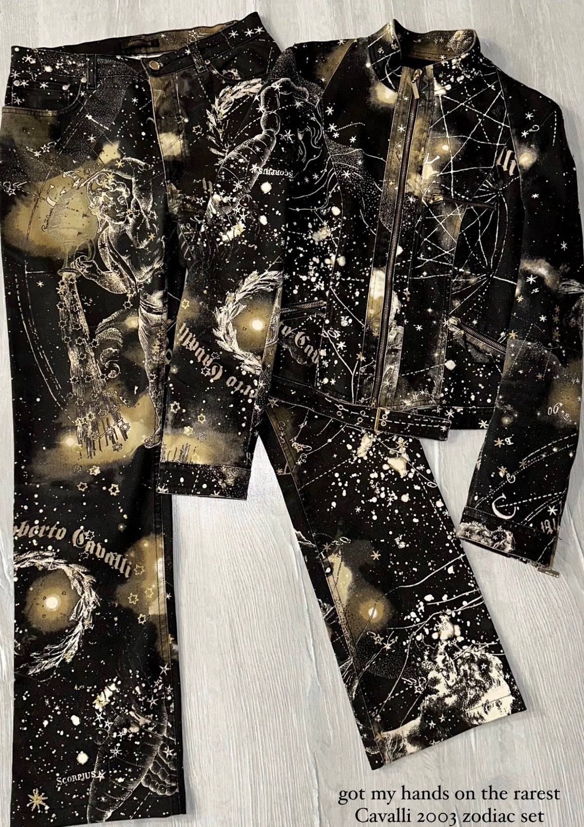 Roberto Cavalli F/W 2003 Constellation Zodiac Denim Set — M