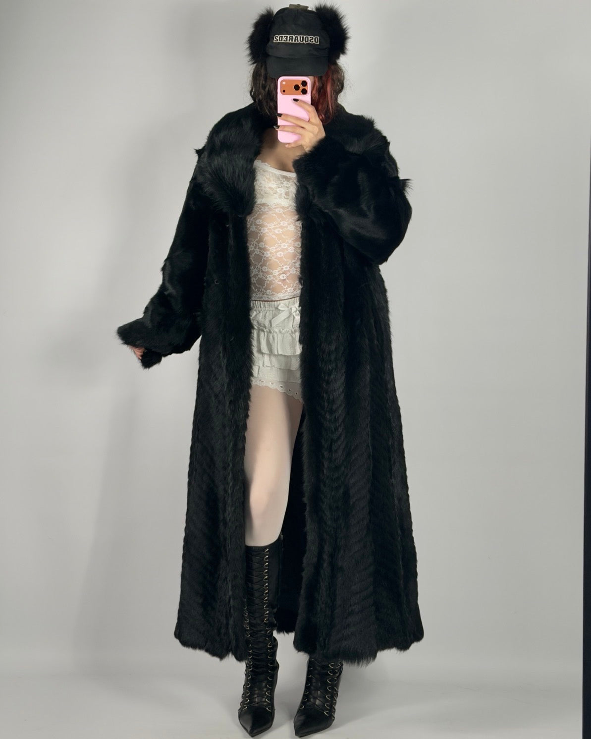 Vintage Long Black Fur Coat — S/L
