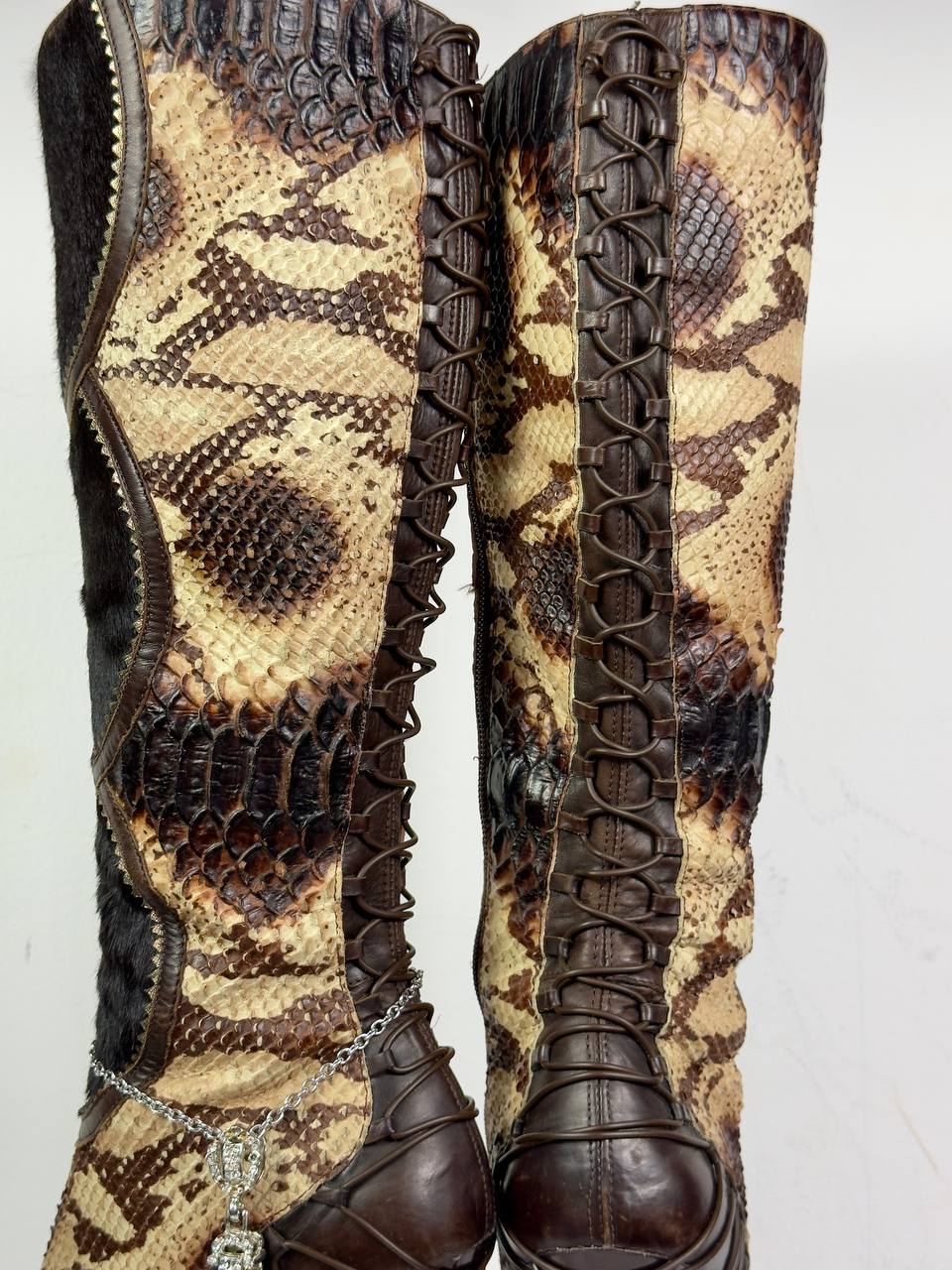 Vintage Corset Lace Up Back Boots 37/37.5