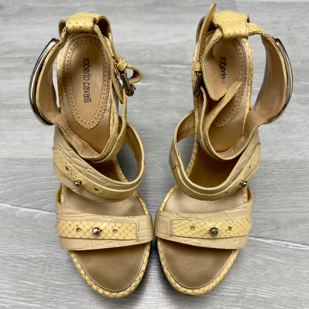Roberto Cavalli S/S 2008 Wooden Wedge Platform Heels — 37
