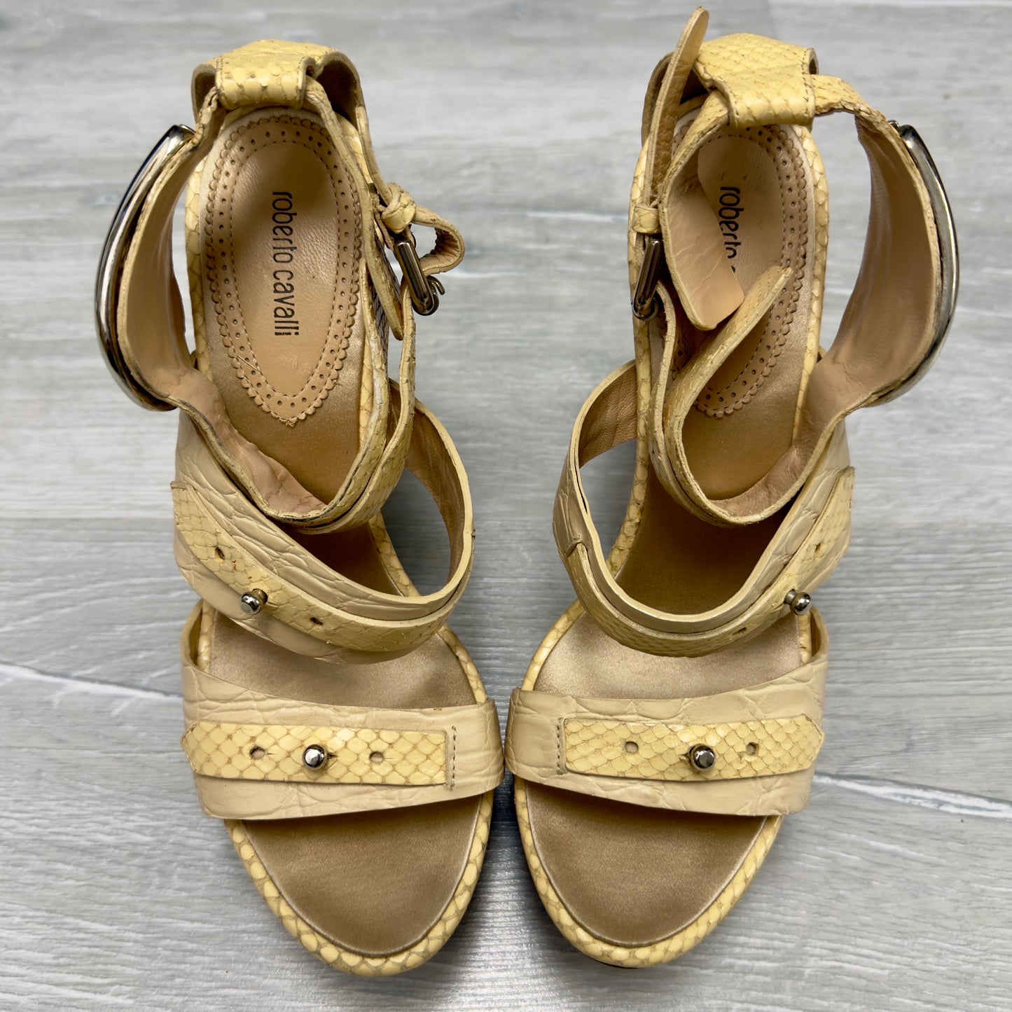 Roberto Cavalli S/S 2008 Wooden Wedge Platform Heels — 37