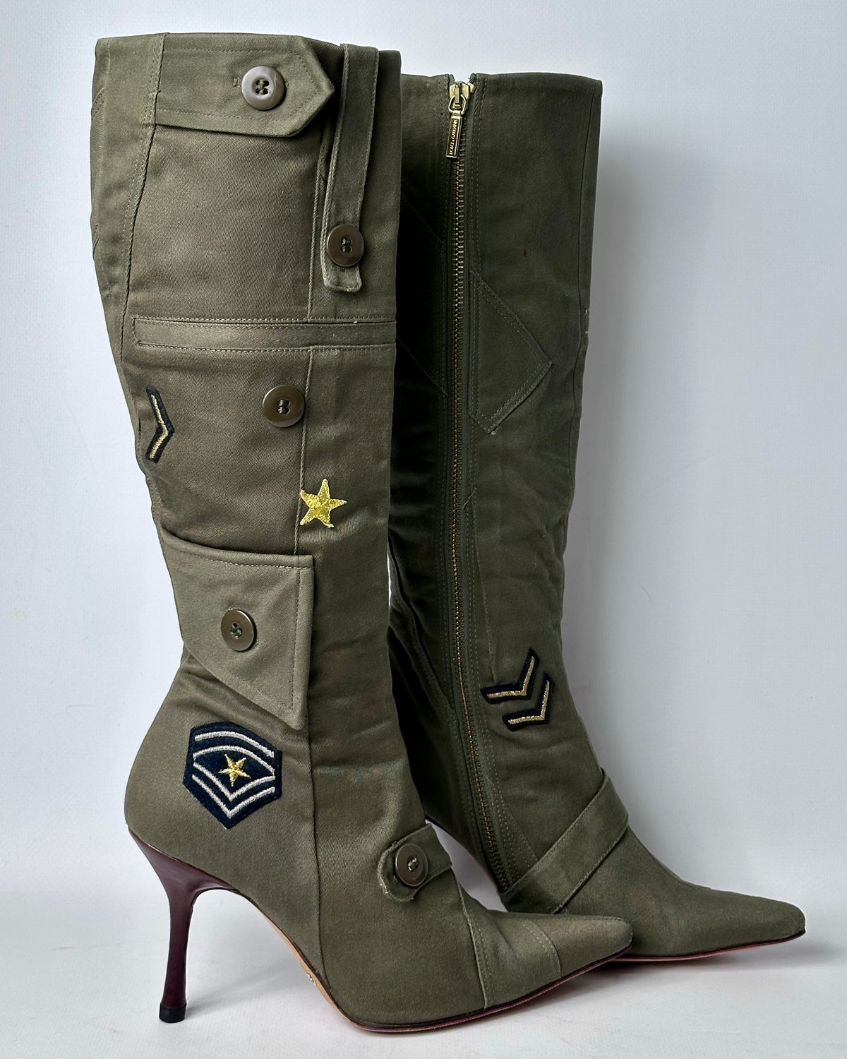 Dolce Gabbana Vintage Khaki Military Boots — 36