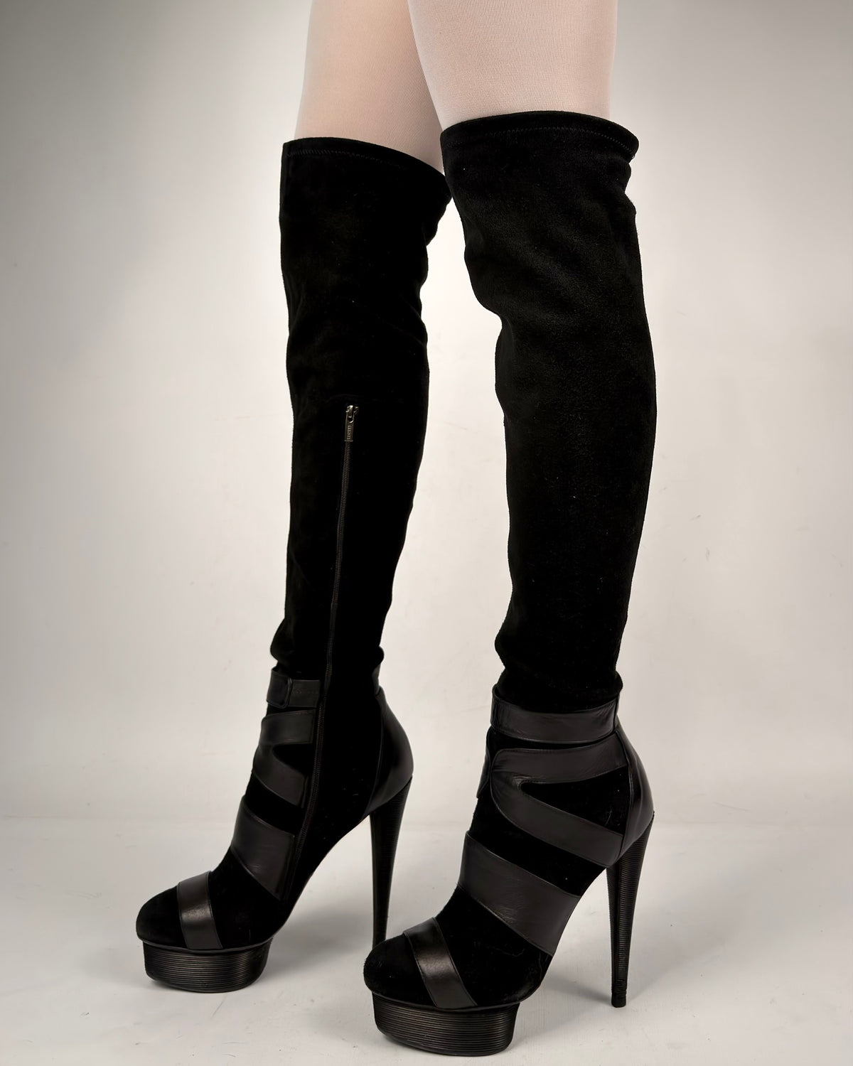 Le Silla Vintage Platform Over The Knee Suede Boots — 38