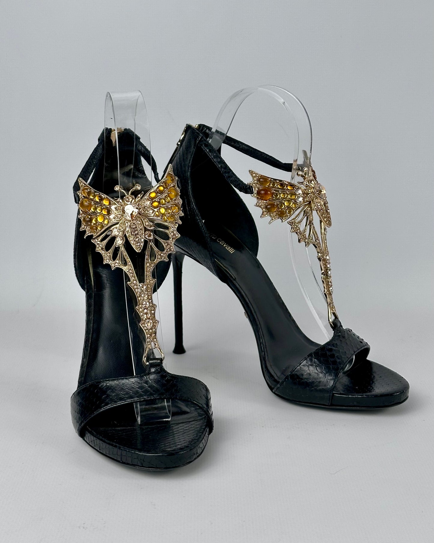 Roberto Cavalli Butterfly Gemstone Heels — 37