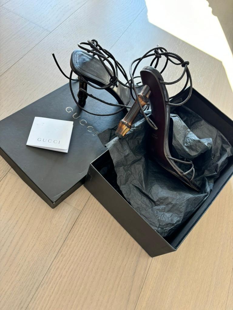 Gucci by Tom Ford F/W 2002 Leather Wrap Bamboo Heels — 41C
