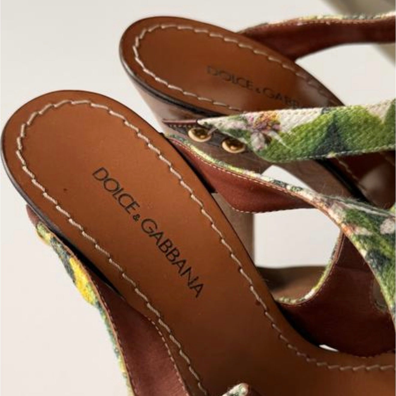 Dolce Gabbana Vintage Floral Cut Out Wedge Heels — 37