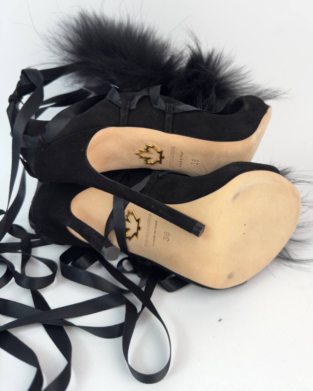 Dsquared Riri Fur Corset Lace Up Heels — 36 new with box