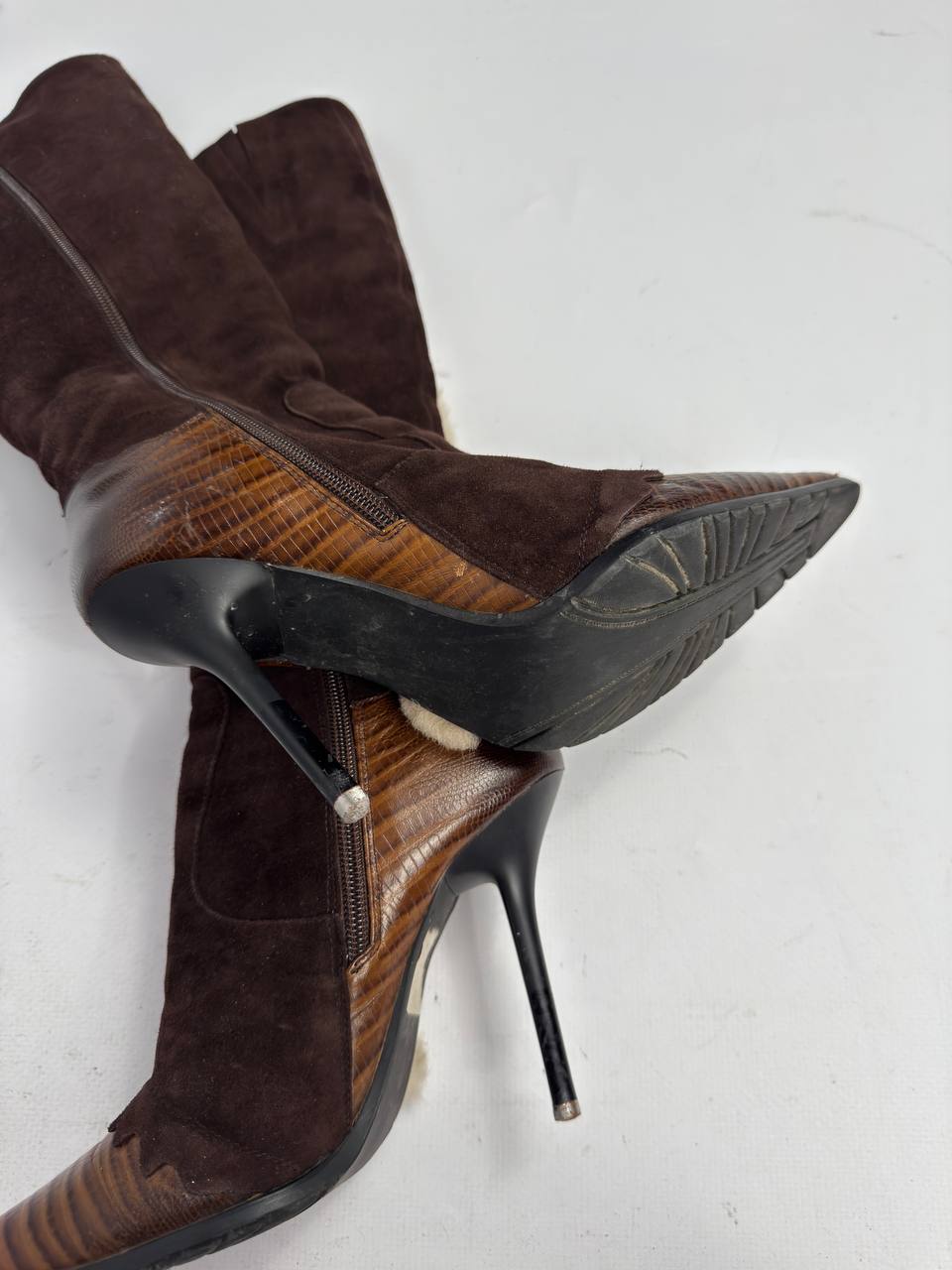 Vintage Italian Suede Winter Cargo Boots — 36