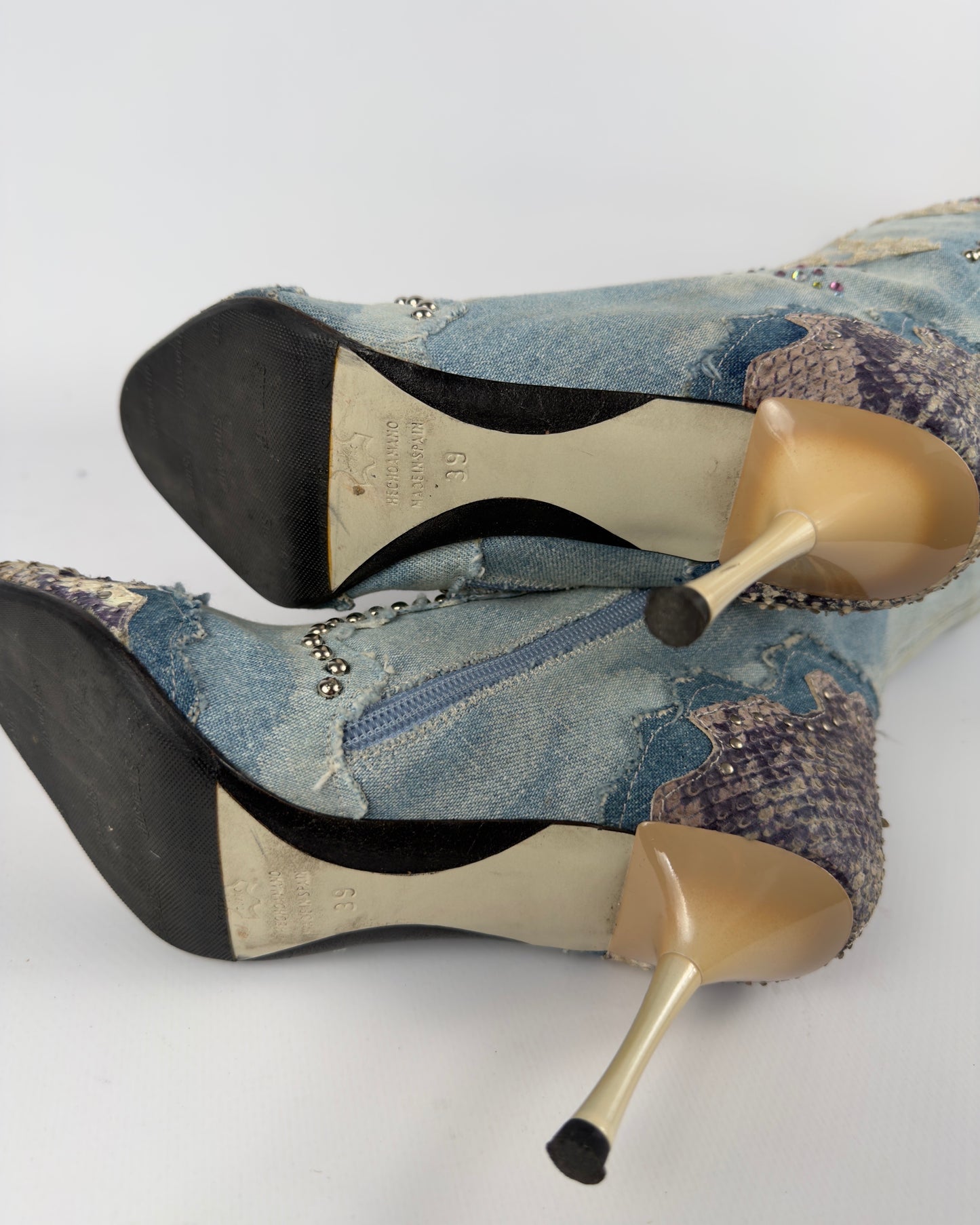 El Dante’s Couture Vintage Denim Boots — 38/39
