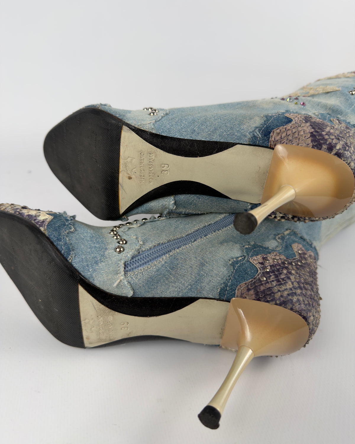 El Dante’s Couture Vintage Denim Boots — 38/39