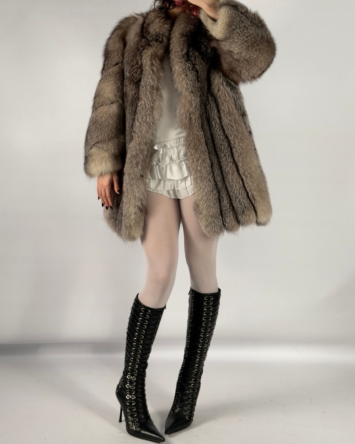 Vintage Polar Fox Fur Coat — S/L