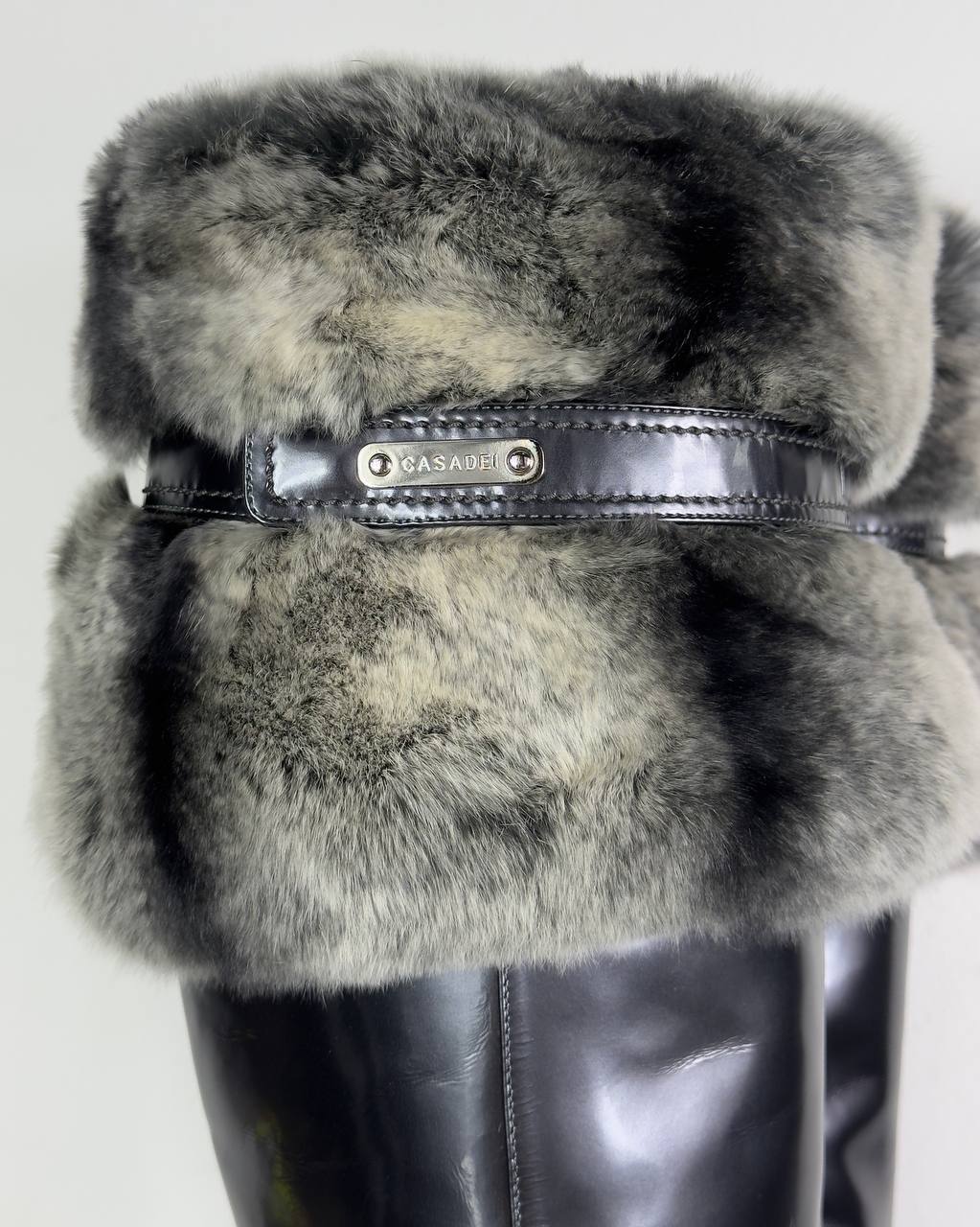 Casadei Vintage Italian Patent Leather & Fur Boots — 36