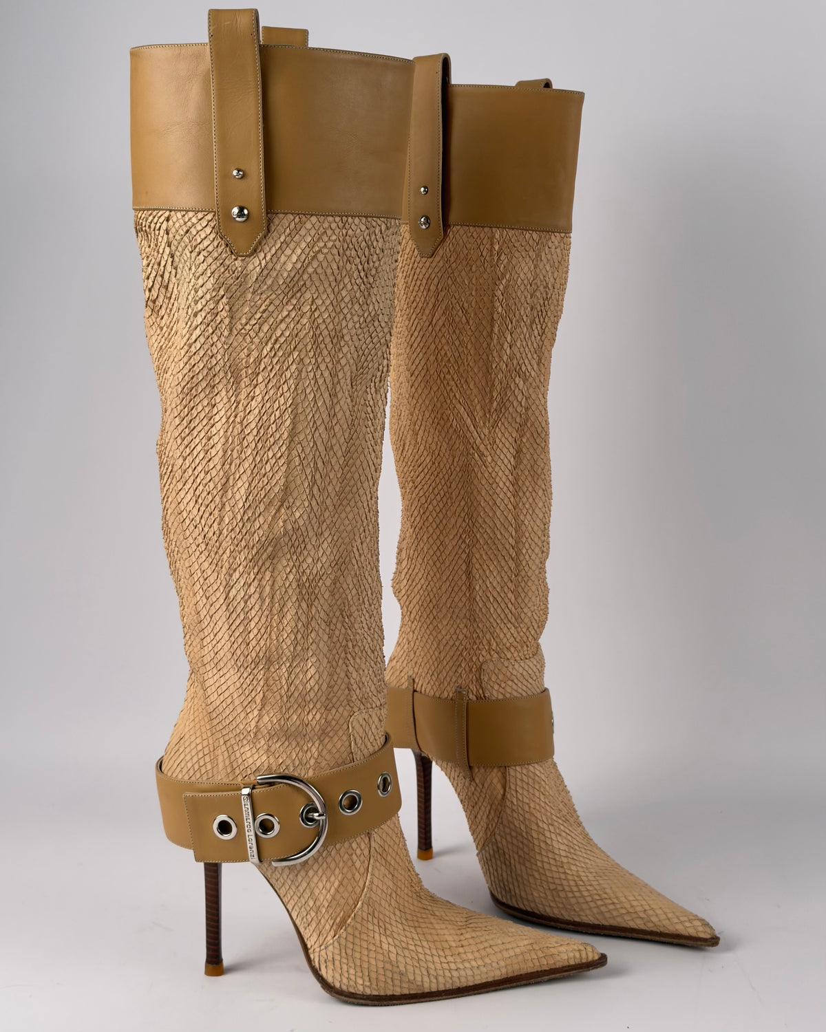 Gianmarco Lorenzi Vintage Leather Buckle Boots — 38