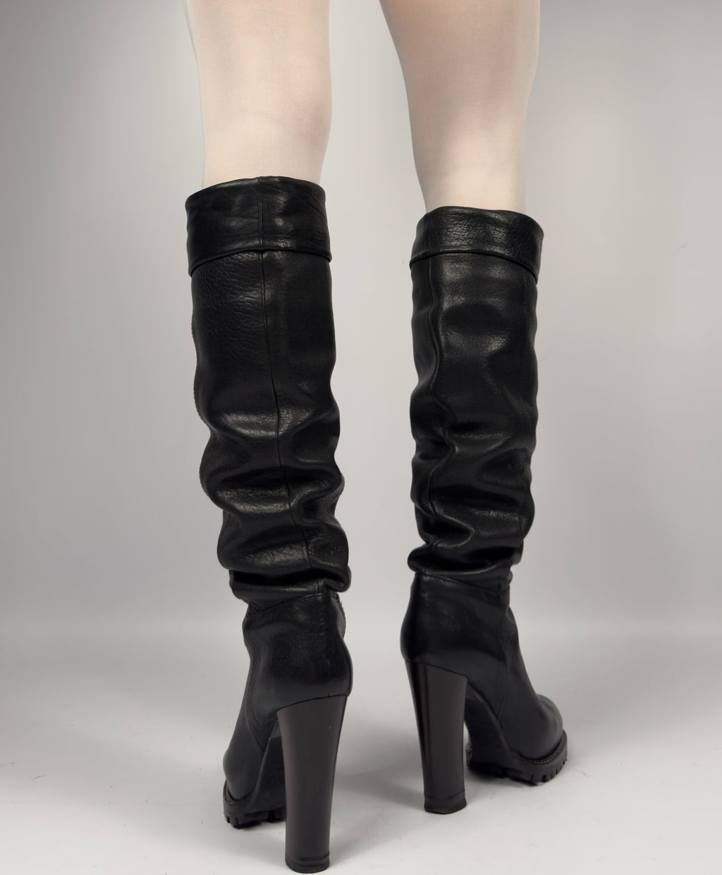 Dolce & Gabbana Leather Slouch Tube Boots — 38/39