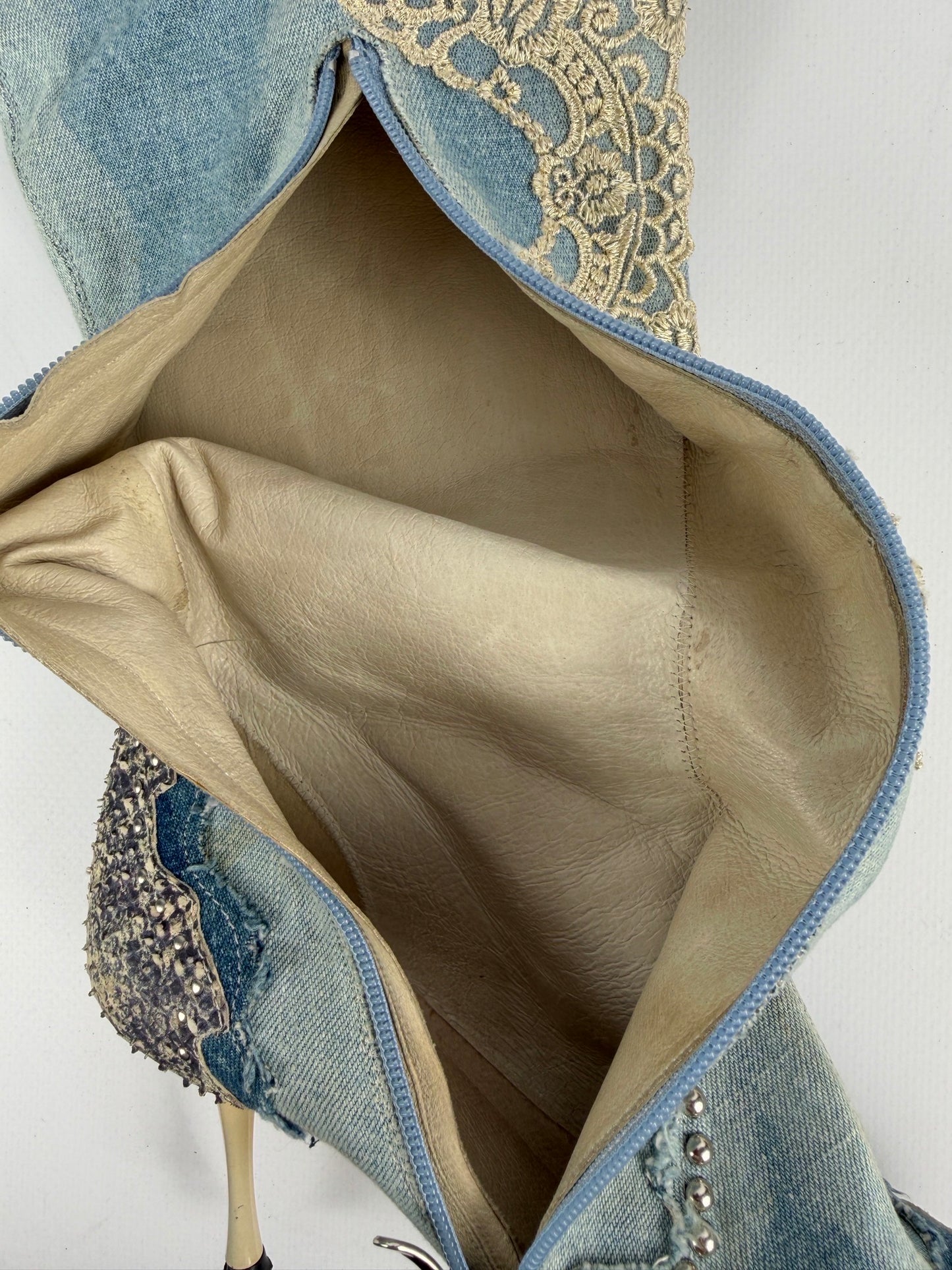 El Dante’s Couture Vintage Denim Boots — 38/39