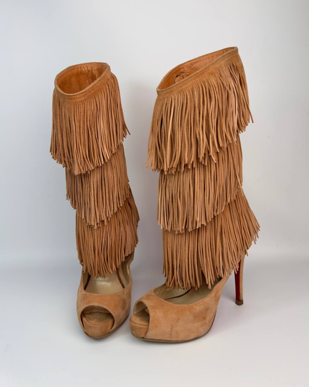 Christian Louboutin Spring 2009 Tina Peep Toe Fringe Boots — 37.5/38