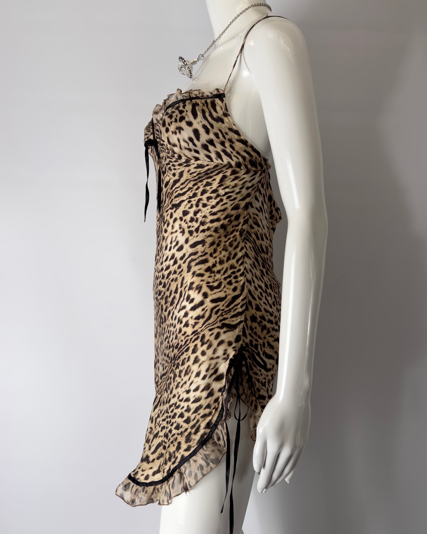 Roberto Cavalli early 2000s Leopard Silk Mini Dress