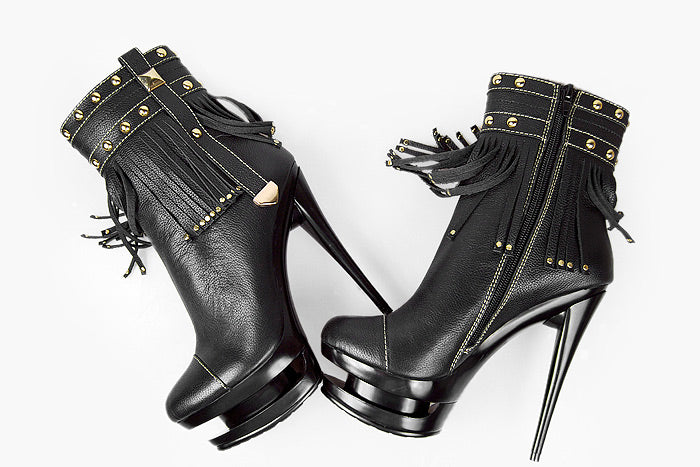 Gianmarco Lorenzi Platform Fringe Leather Boots — 38