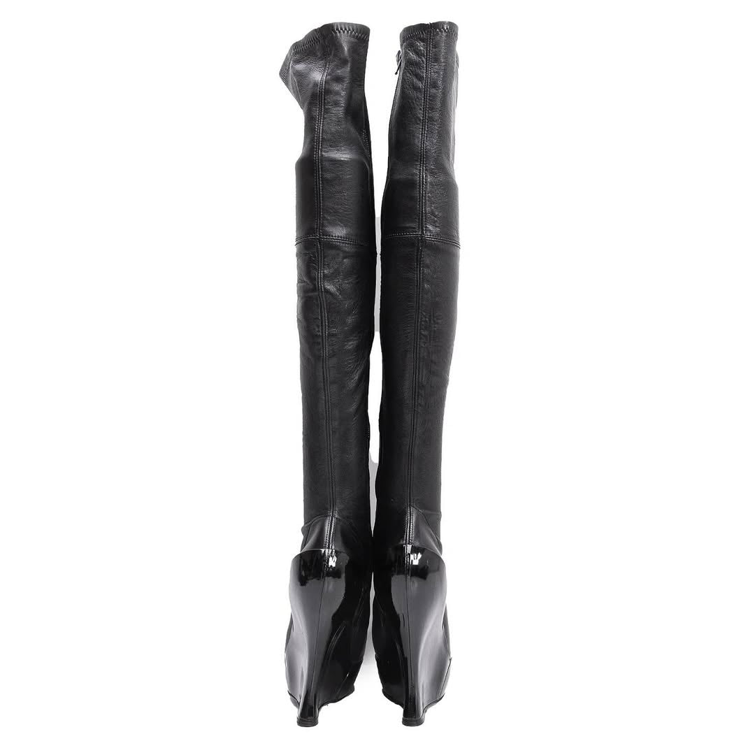 l*o様 CÉLINE ロングブーツ Boot 90 タン 36 Celine FW 2008 Over the Knee Leather Wedge Boots — 36 – darina`s garms