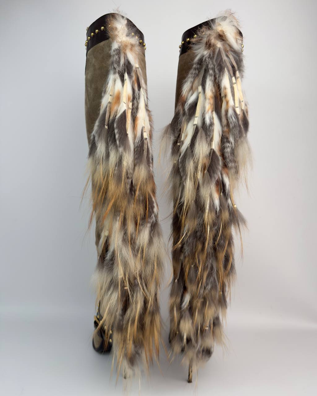 Gianmarco Lorenzi Vintage Fur Suede Heel Boots