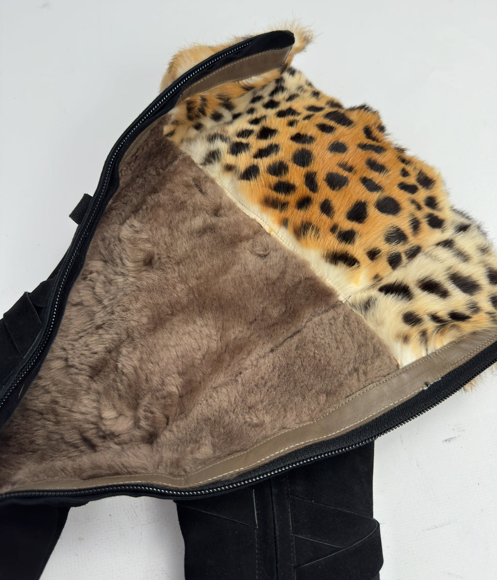 Vintage Italian Suede Fur Boots — 38/38.5