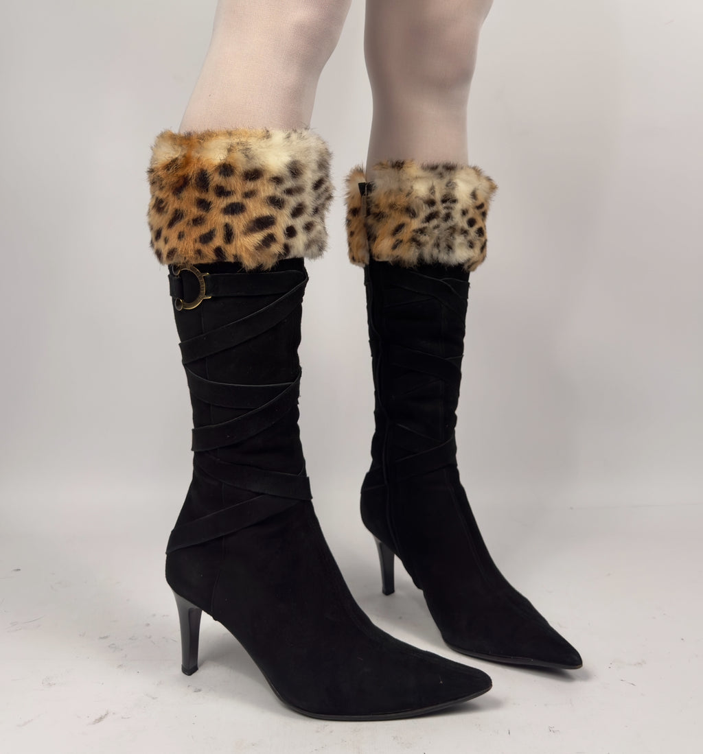Vintage Italian Suede Fur Boots — 38/38.5