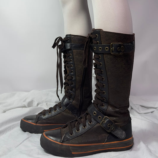 Vintage Lace Up Boxing Boots / converse style